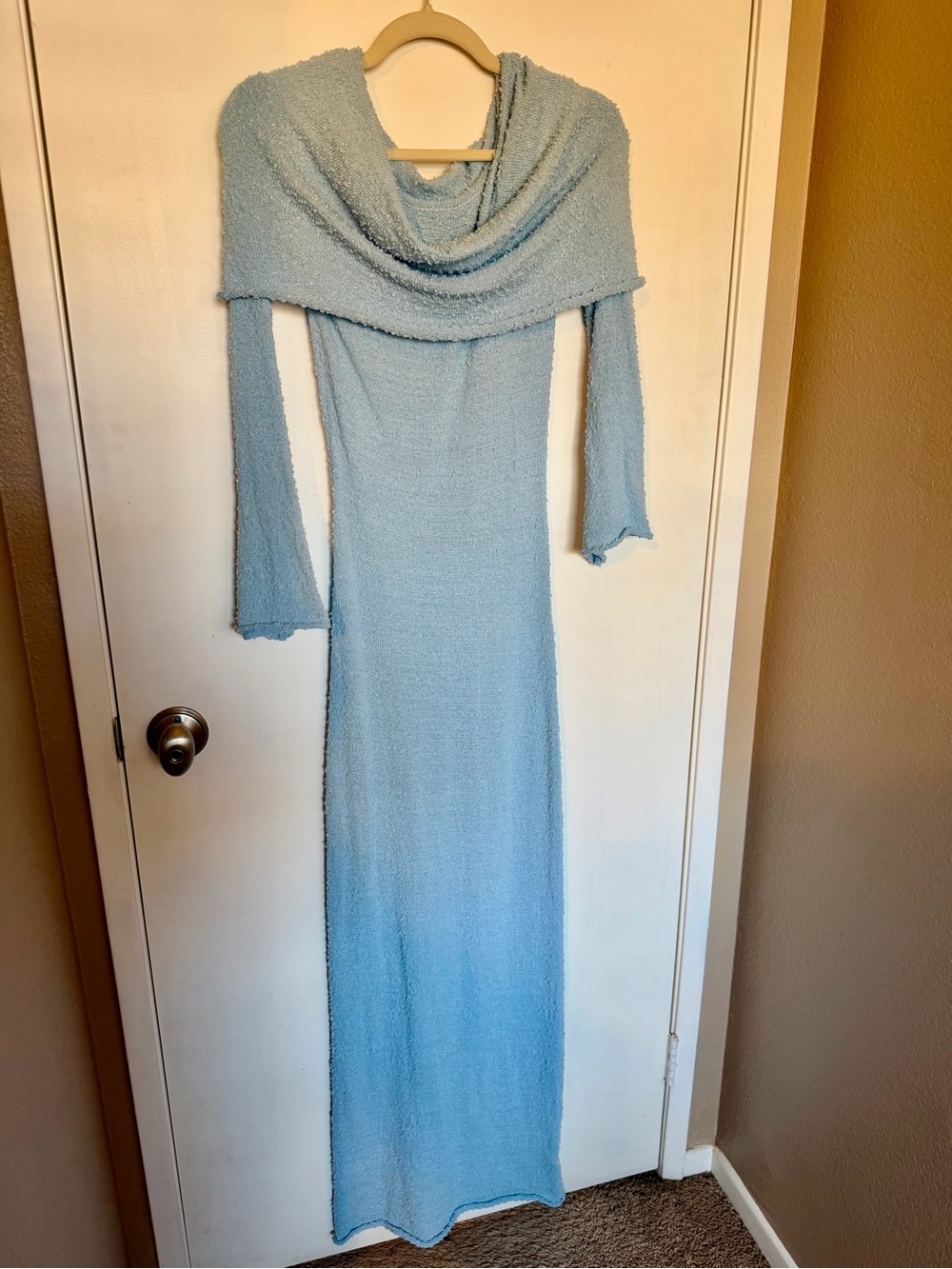 Maternity dress baby shower Light Blue Off-Shoulder Maxi Dress